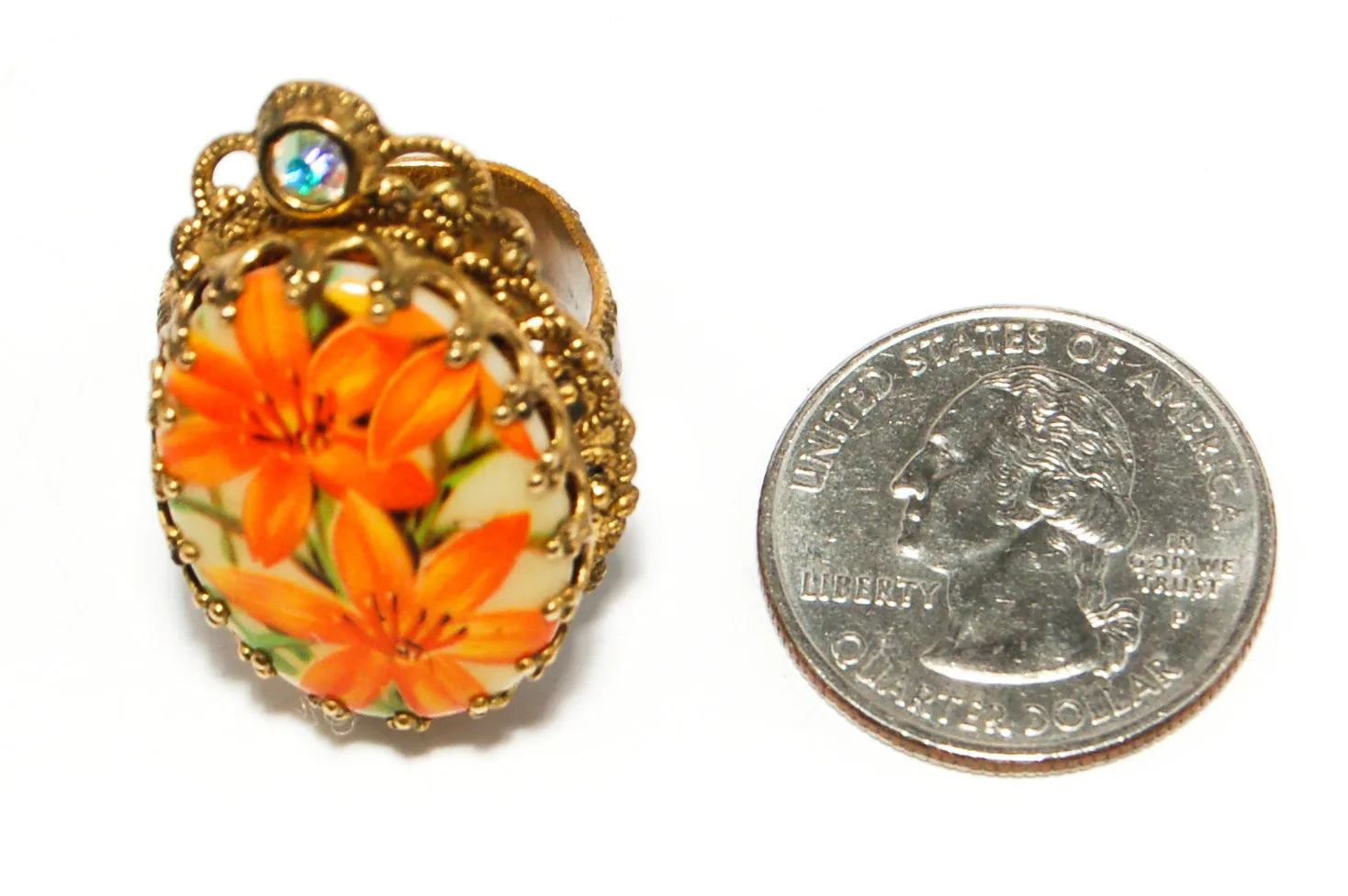 1950s Day Lily Statement Ring