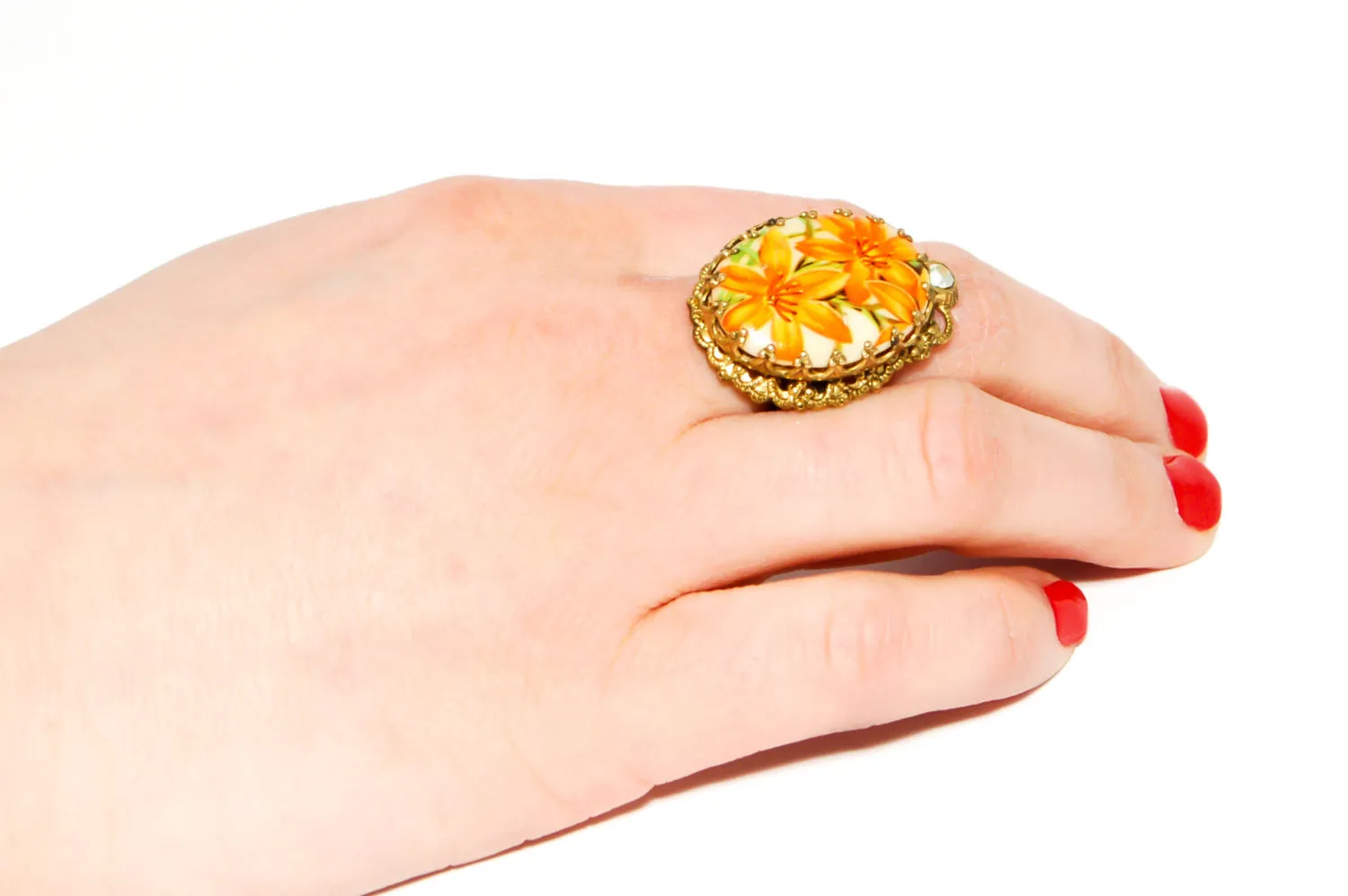 1950s Day Lily Statement Ring
