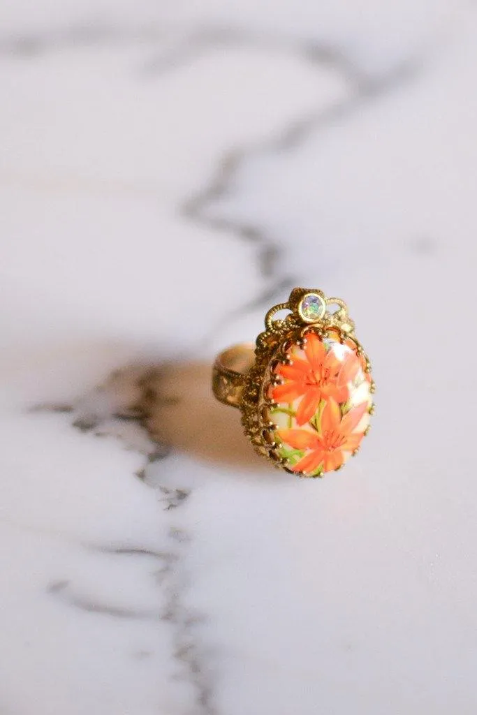 1950s Day Lily Statement Ring