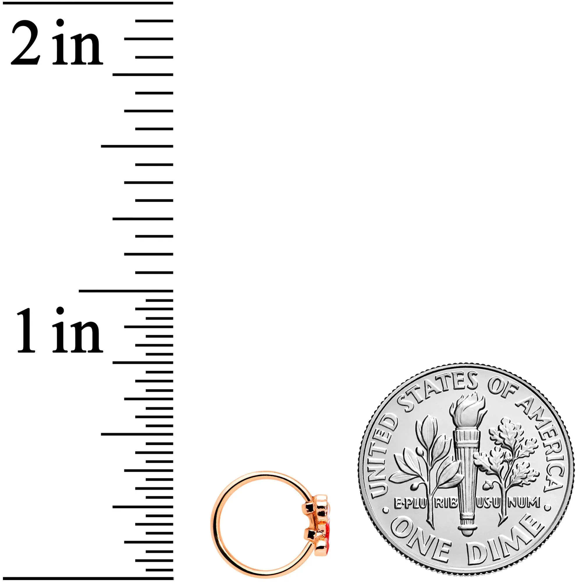 20 Gauge 5/16 Rose Gold Tone Red Christmas Stocking Nose Hoop