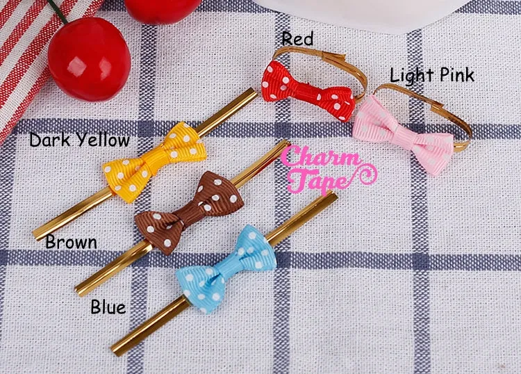20pcs Ribbon Bow Twist Ties Polka dots Tie for Cookie Candy Bags Gift Wrap Packaging