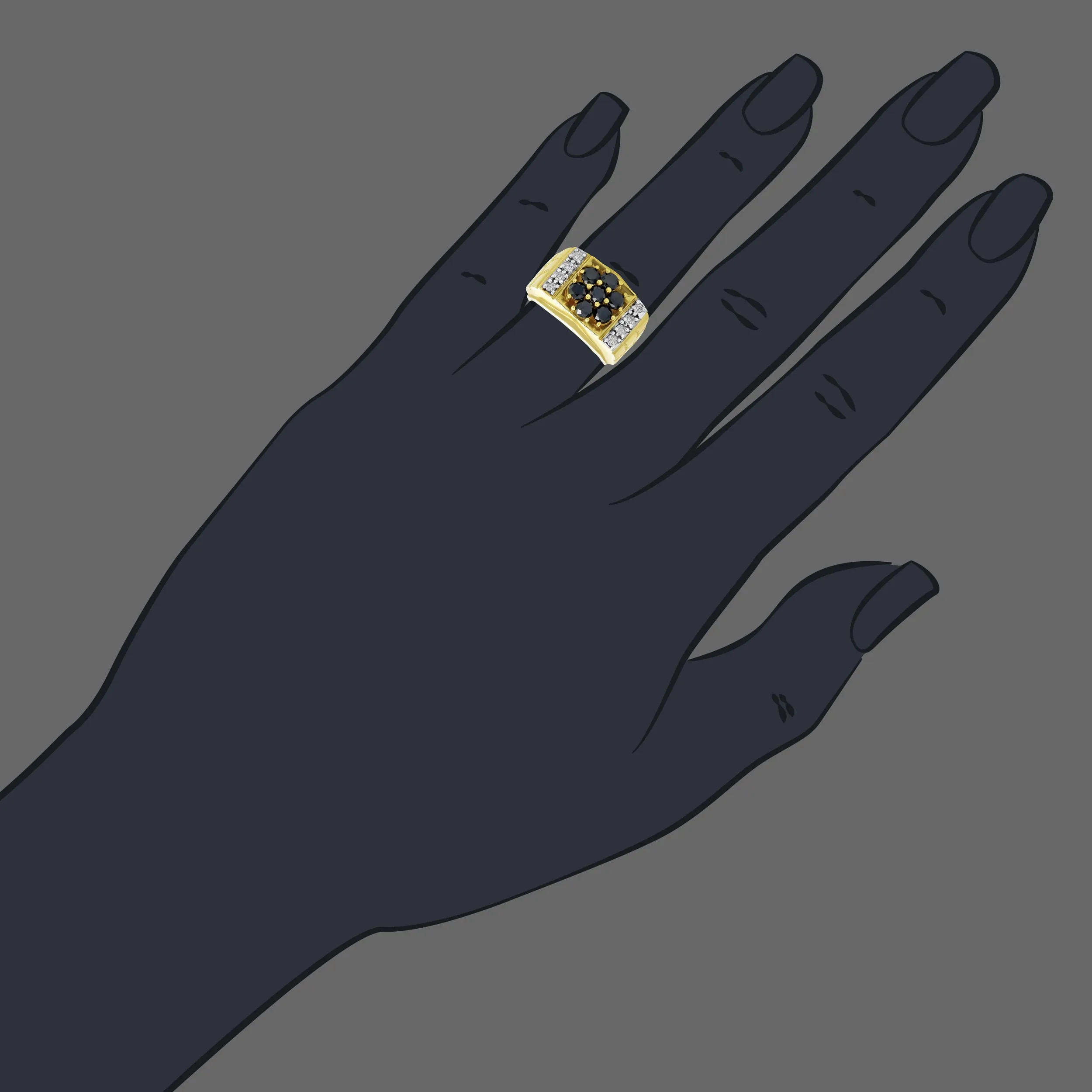 2.50 cttw Black and White Diamond Men's Ring in 10K Yellow Gold