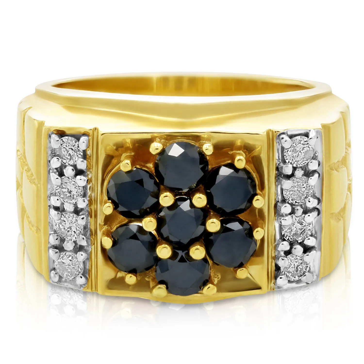 2.50 cttw Black and White Diamond Men's Ring in 10K Yellow Gold