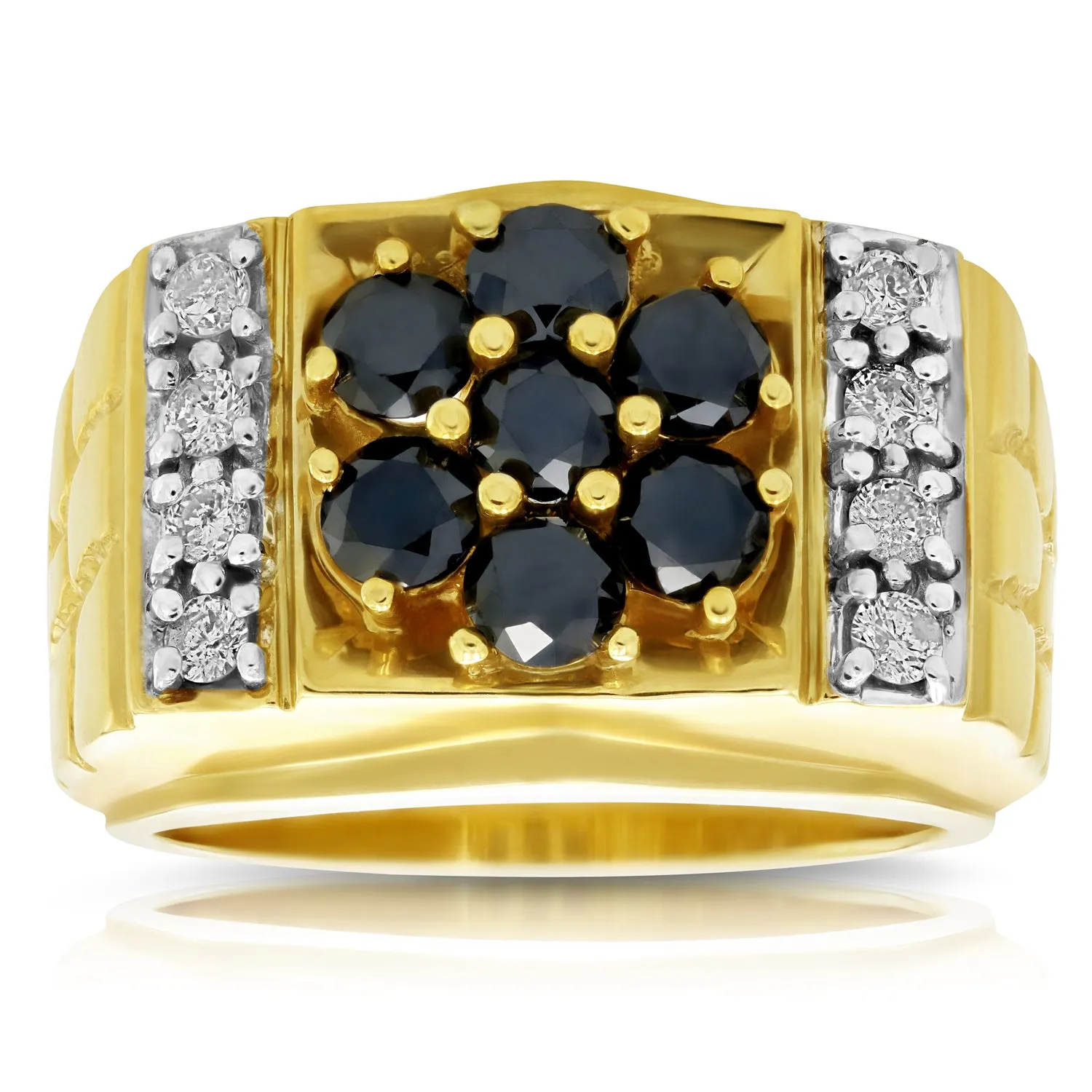 2.50 cttw Black and White Diamond Men's Ring in 10K Yellow Gold