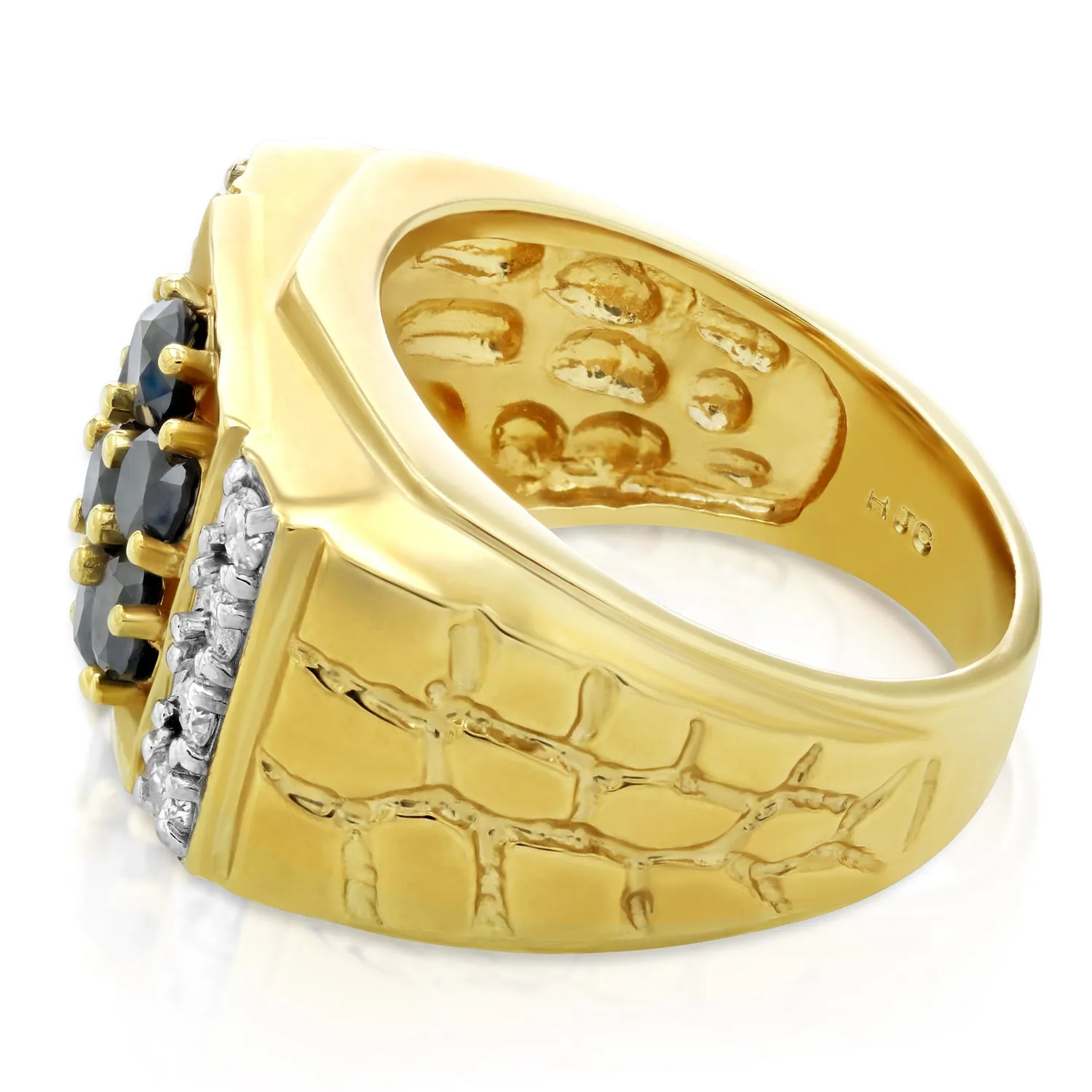 2.50 cttw Black and White Diamond Men's Ring in 10K Yellow Gold