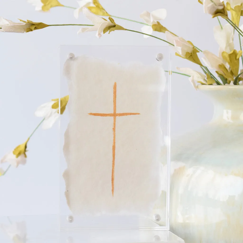 3"x5" Acrylic Block Gold Cross
