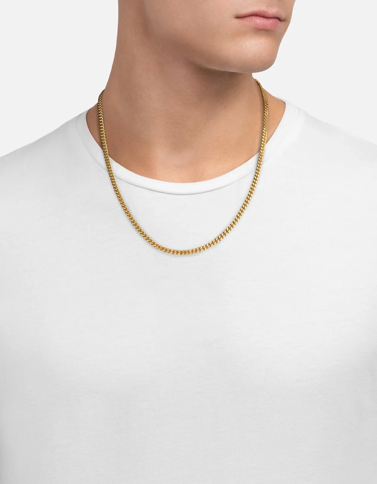 4mm Cuban Chain Necklace, Gold Vermeil
