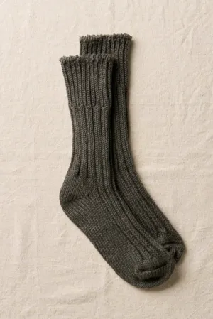 7-5023 Organic Cotton Low Gauge Socks Natural Black