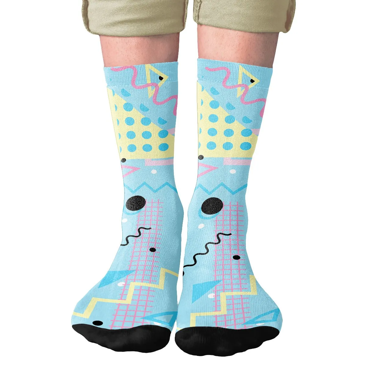 90s Memphis Pattern Adult Crew Socks