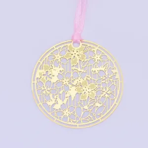 About 46*46mm Personalized Brass Bookmark Gift for Romance Readers Romantic cherry blossoms shape Bookmarks 4pcs