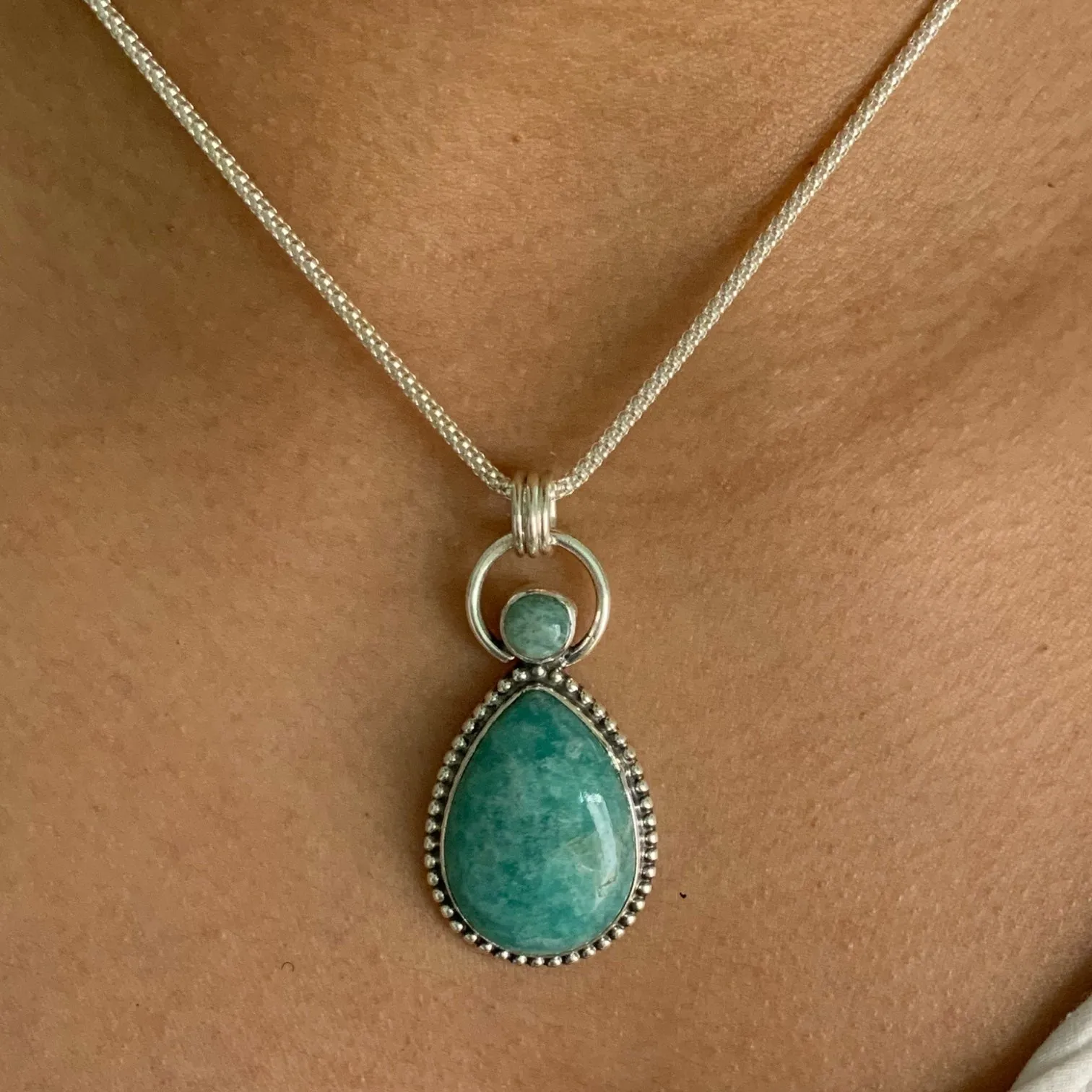 Amazonite Solid 925 Sterling Silver Pendant