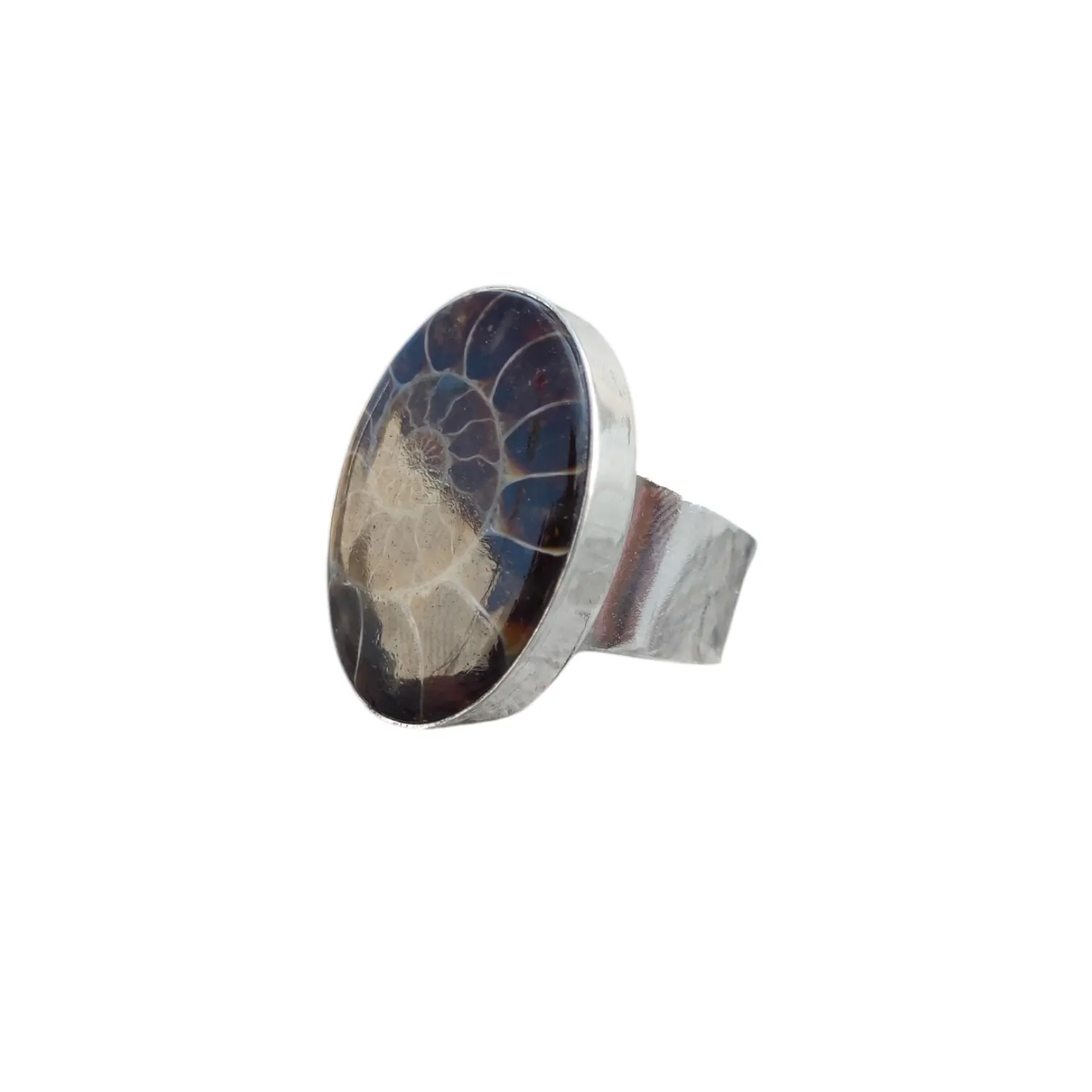 Ammonite Solid 925 Sterling Silver Ring 7