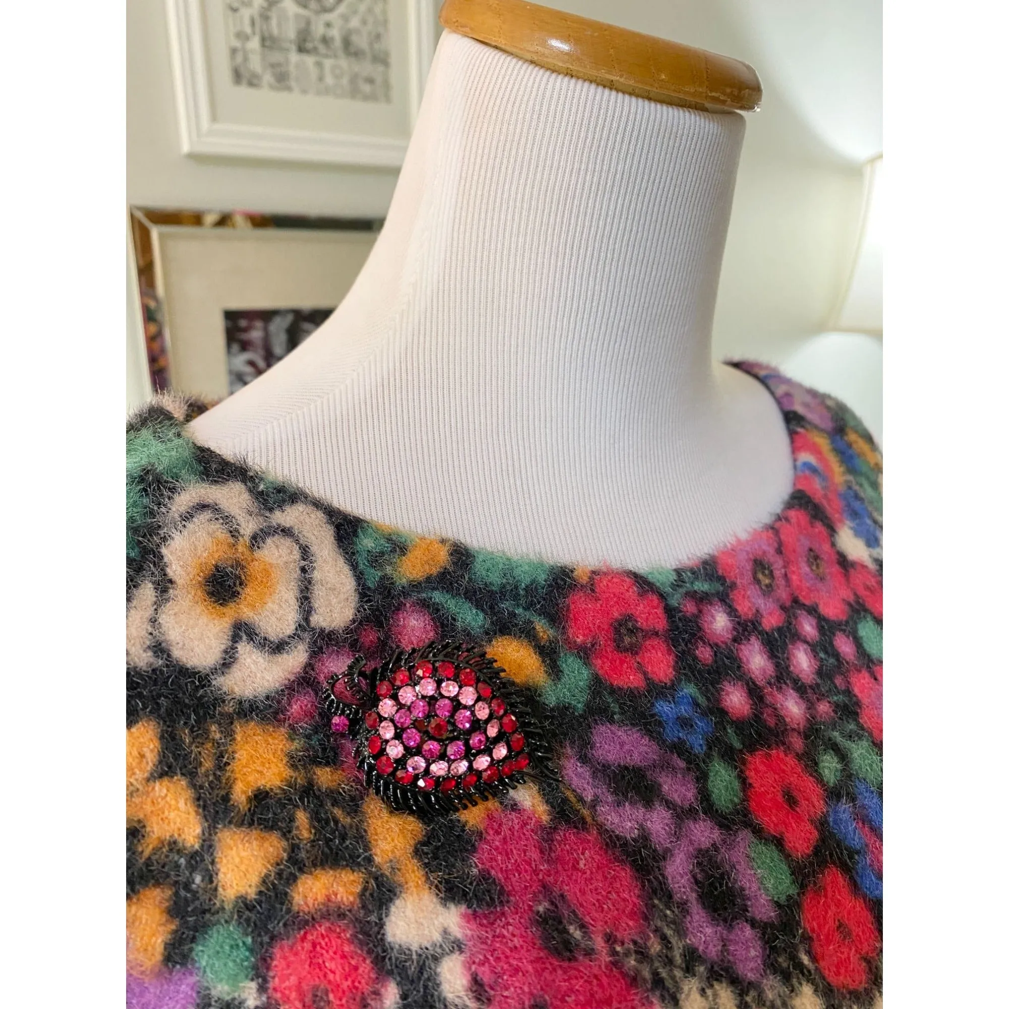 Anthropologie Bouquet Eyelash Colorful Floral Sweater