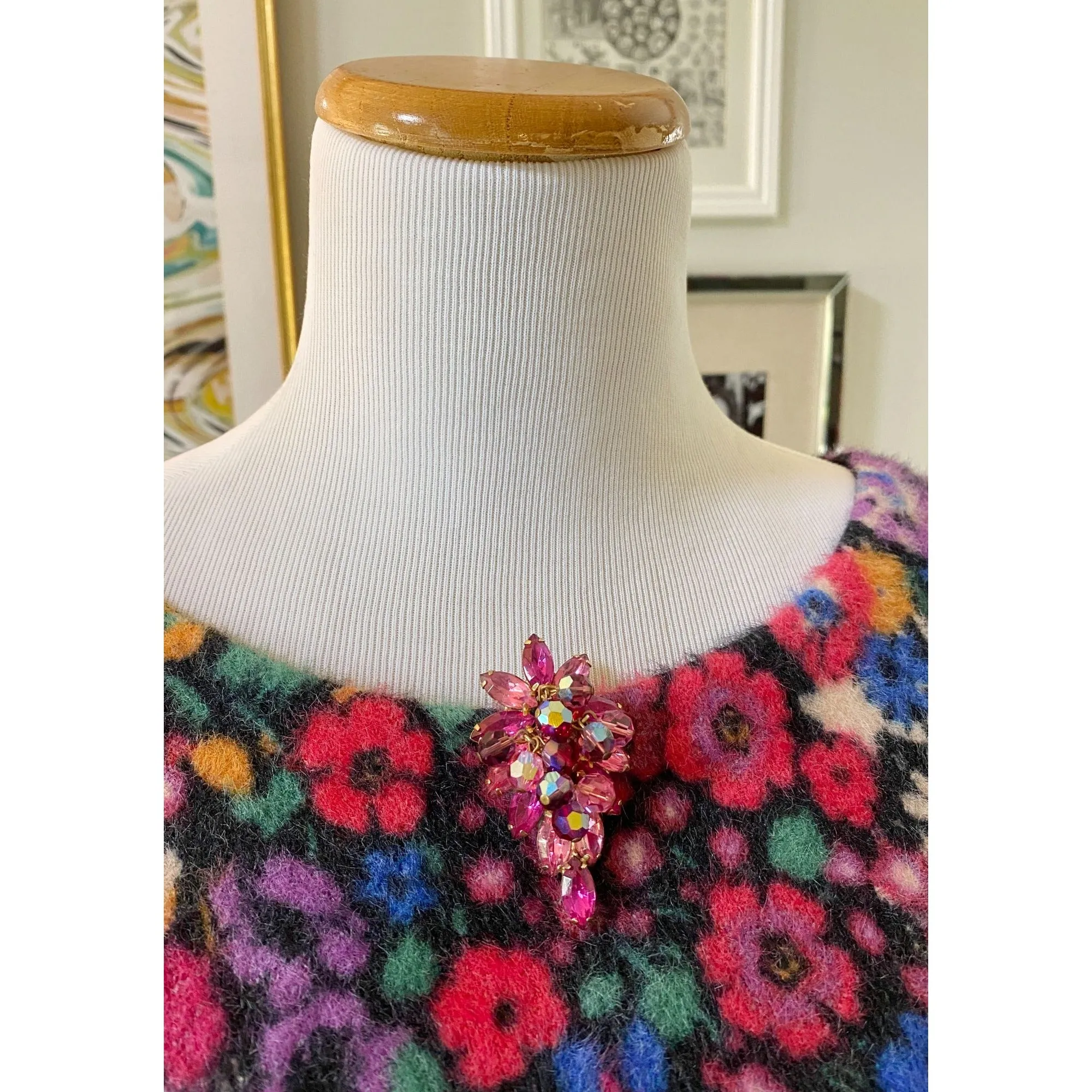 Anthropologie Bouquet Eyelash Colorful Floral Sweater