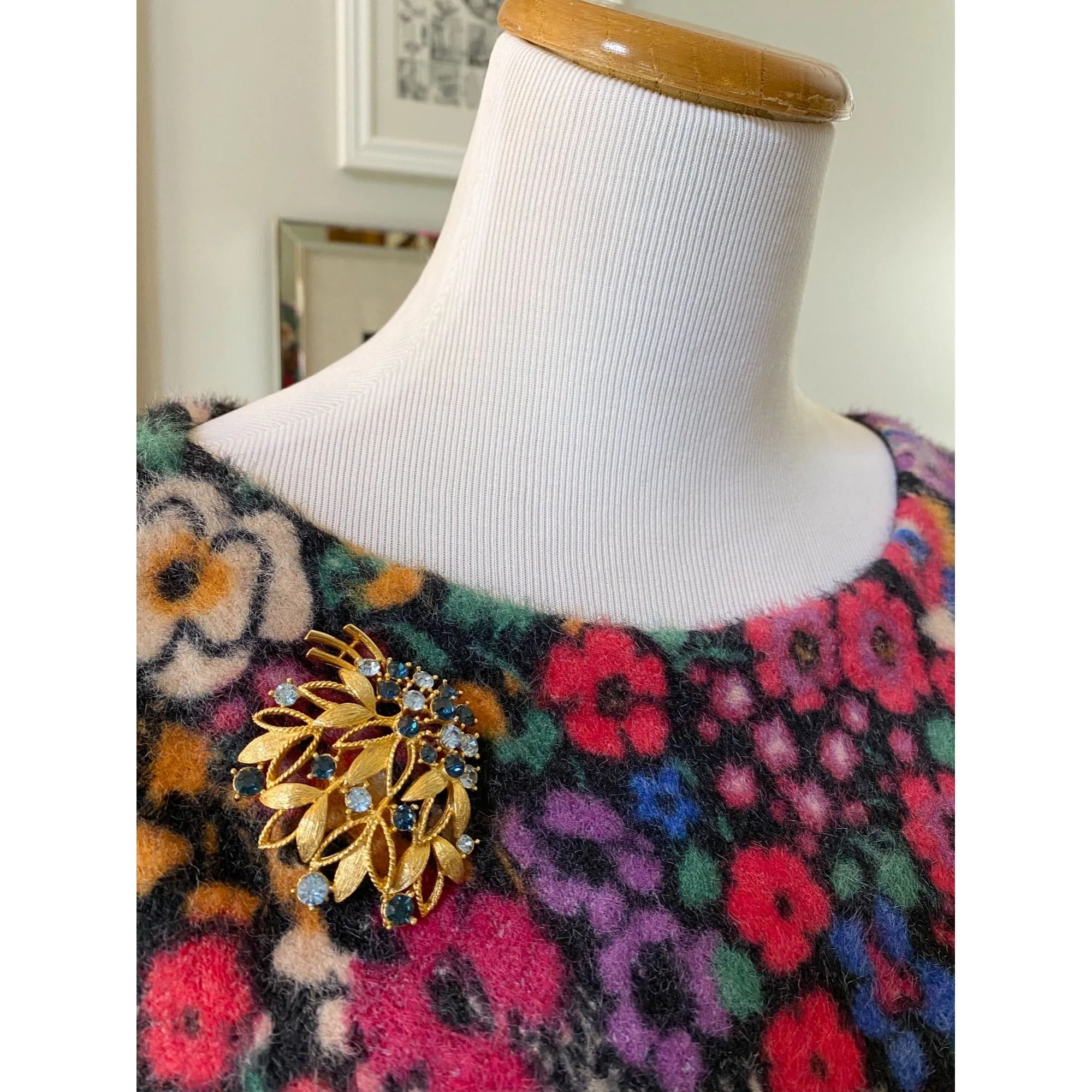 Anthropologie Bouquet Eyelash Colorful Floral Sweater