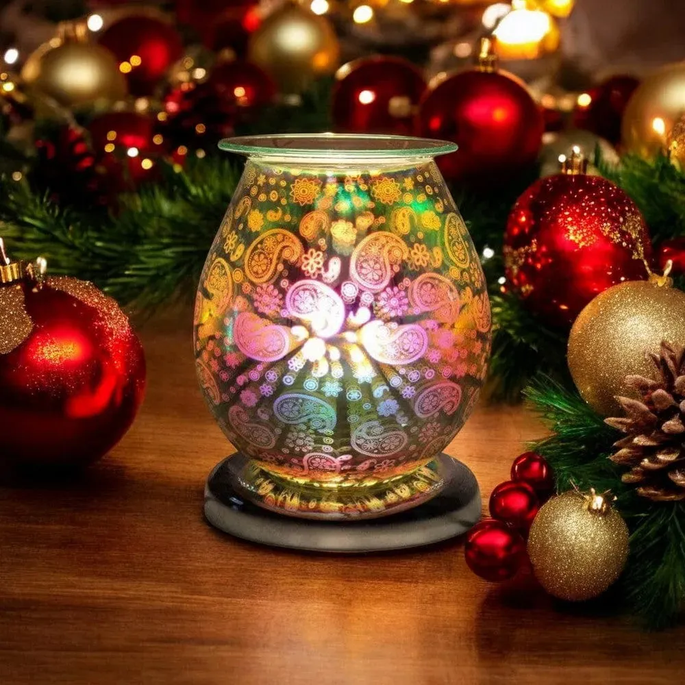 Aroma Lamp Oil Wax Melt Paisley Pattern 3D Silver
