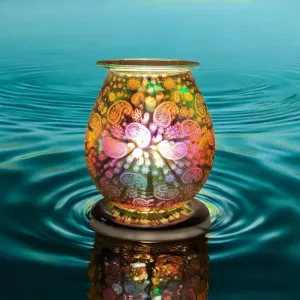 Aroma Lamp Oil Wax Melt Paisley Pattern 3D Silver