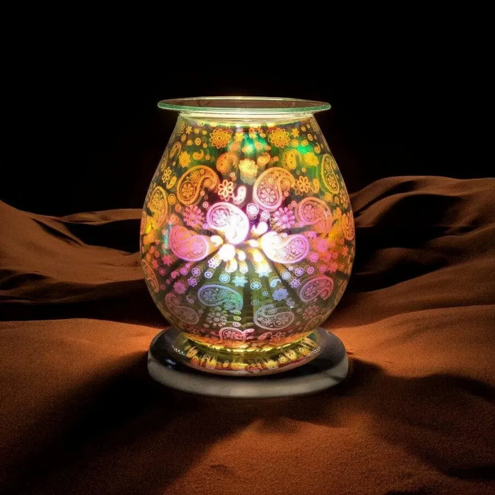 Aroma Lamp Oil Wax Melt Paisley Pattern 3D Silver