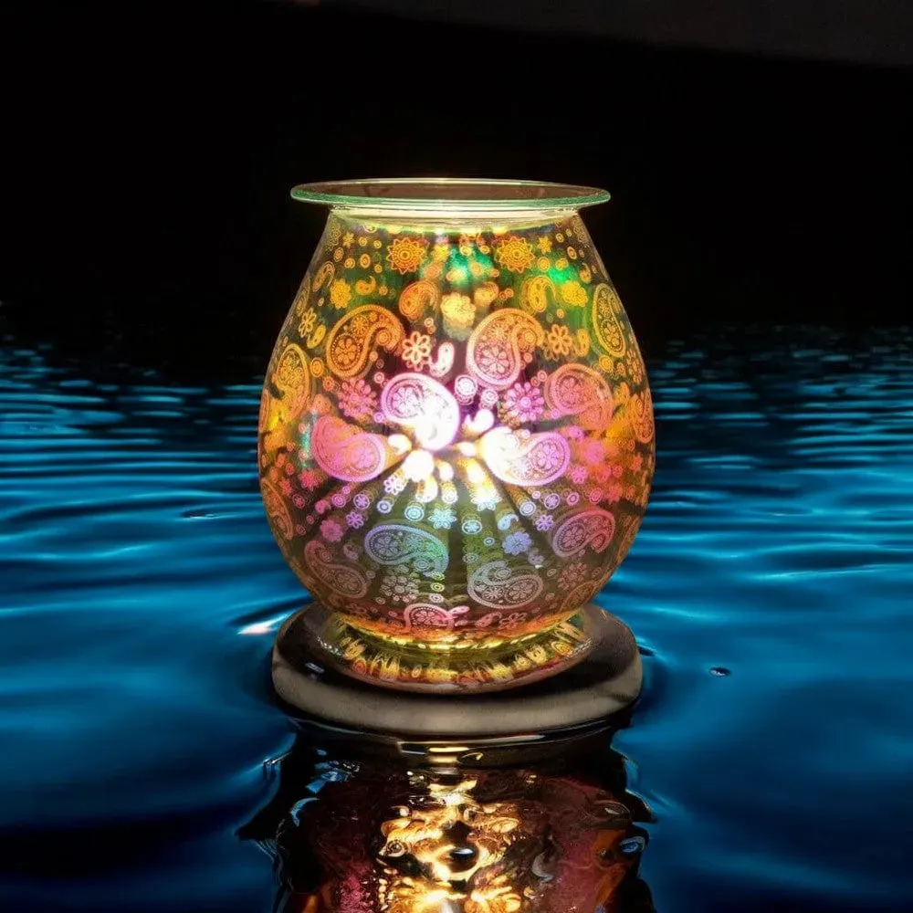 Aroma Lamp Oil Wax Melt Paisley Pattern 3D Silver
