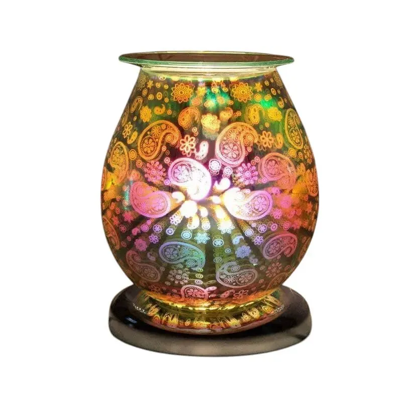 Aroma Lamp Oil Wax Melt Paisley Pattern 3D Silver