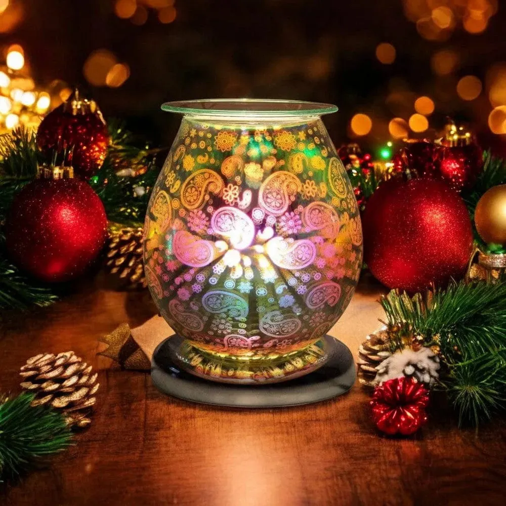 Aroma Lamp Oil Wax Melt Paisley Pattern 3D Silver