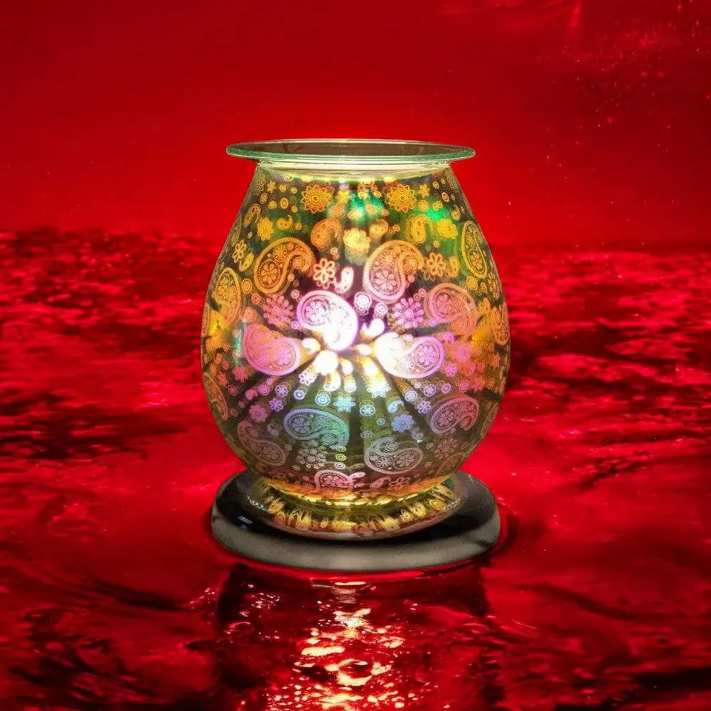 Aroma Lamp Oil Wax Melt Paisley Pattern 3D Silver