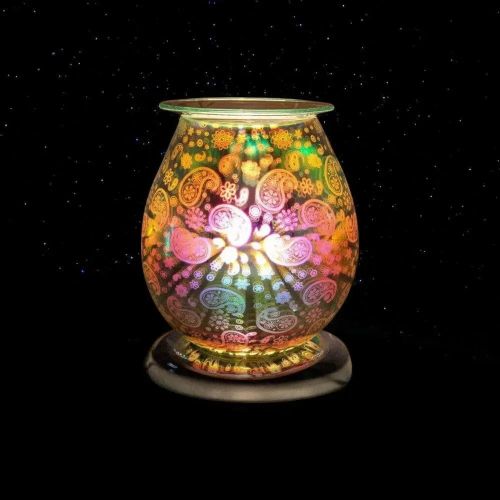 Aroma Lamp Oil Wax Melt Paisley Pattern 3D Silver