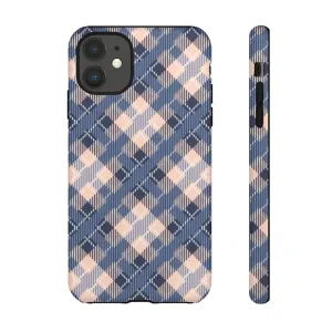 Audra Pink and Blue Plaid Tough Phone Case