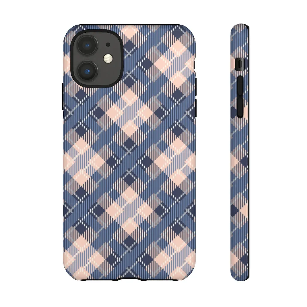 Audra Pink and Blue Plaid Tough Phone Case