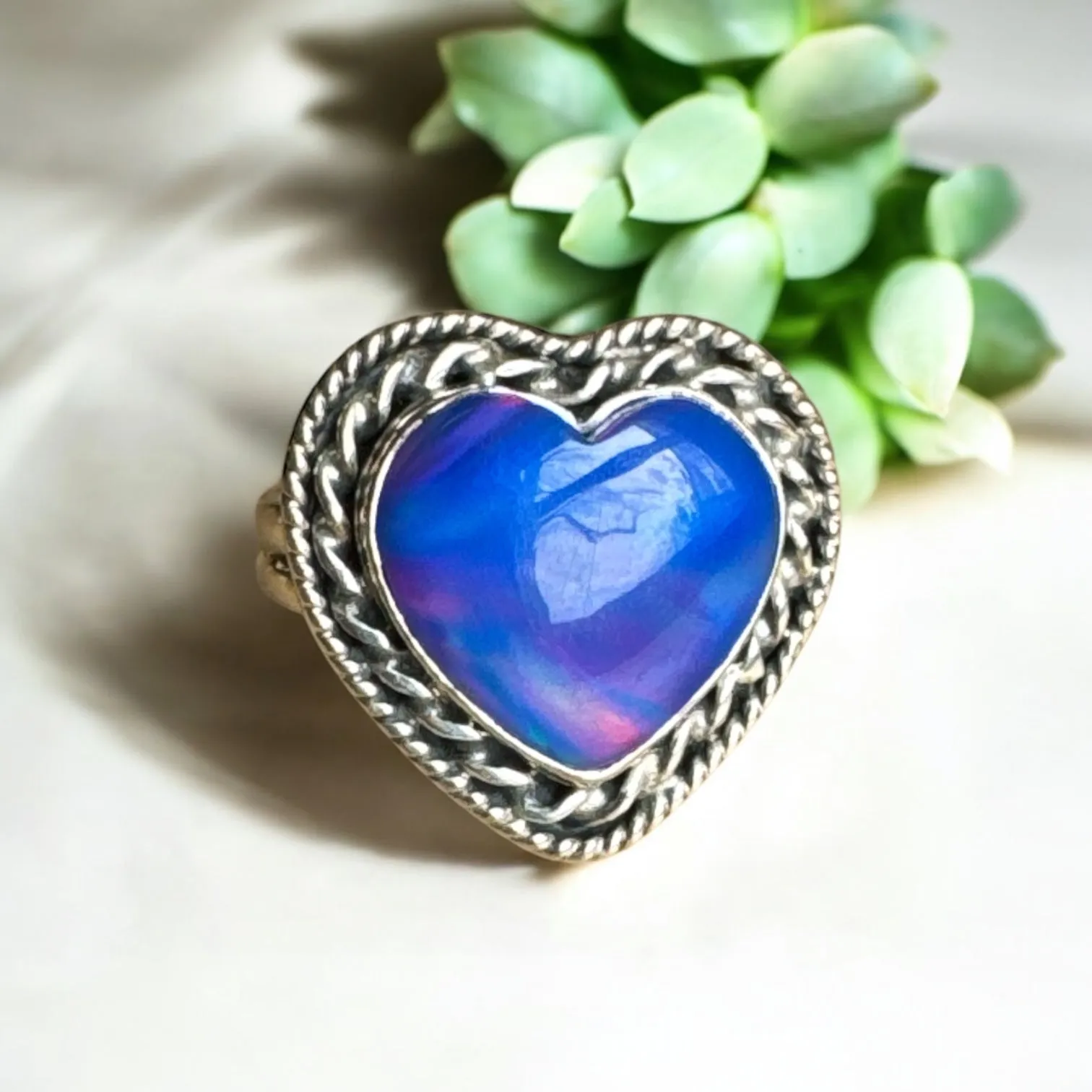 Aurora Opal Solid 925 Sterling Silver Ring 9