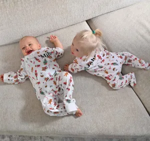 Babies unisex personalised family christmas themed sleepsuit