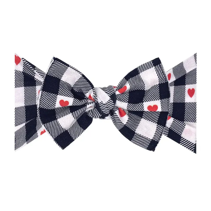 Baby Bling Plaid Heart Printed Knot Headband