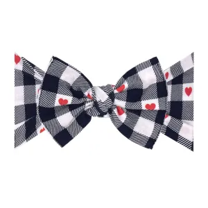 Baby Bling Plaid Heart Printed Knot Headband