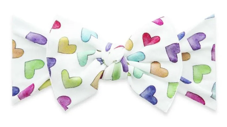 Baby Bling Rainbow Hearts Printed Knot Headband