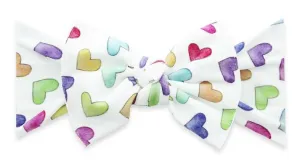 Baby Bling Rainbow Hearts Printed Knot Headband