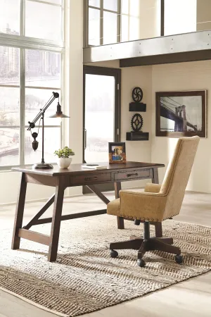 Baldridge - 2 Pc. - Large Leg Desk, Upholstered Swivel Desk Chair