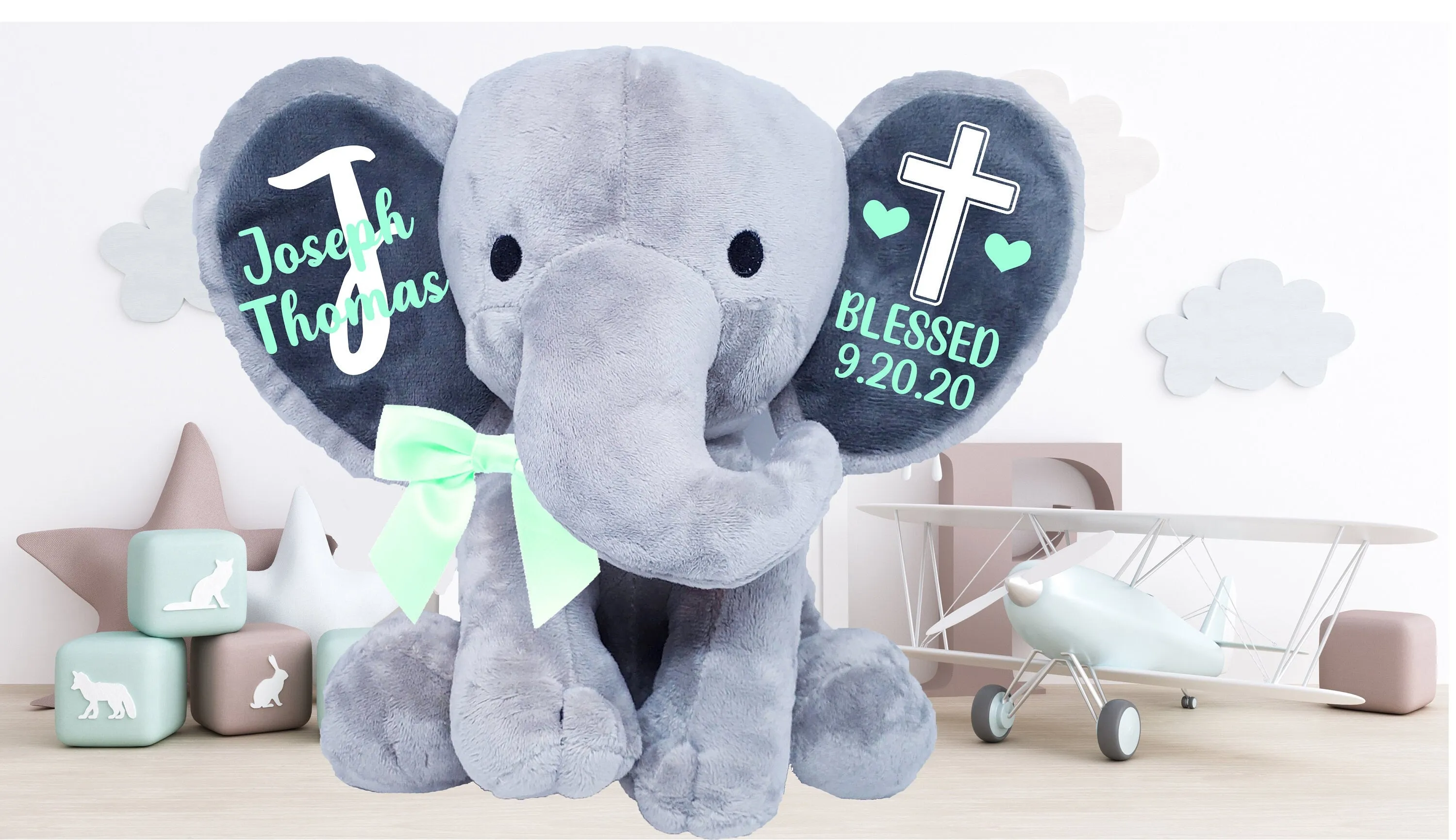 Baptism gift - Christening gift - Godparent gift - gift for goddaughter - Gift From Godparents - Personalized Elephant - Godchild
