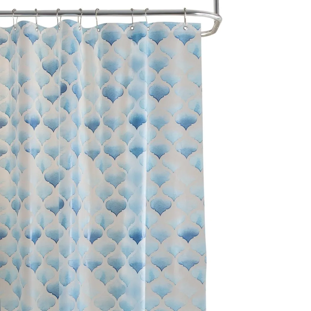 Bath Bliss 70" x 72" Scale Design PEVA Shower Curtain in Blue
