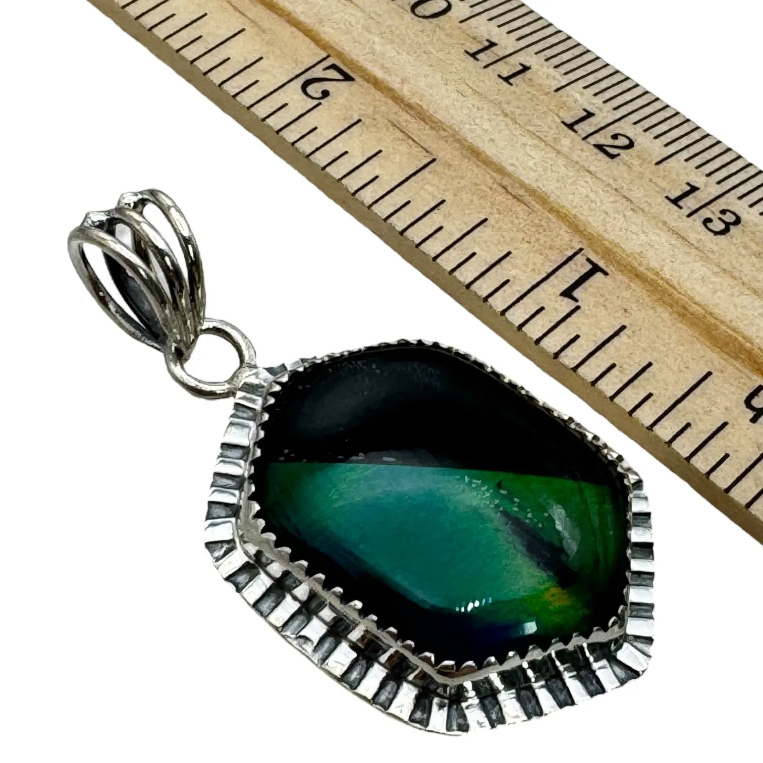 Black Onyx & Aurora Opal Solid 925 Sterling Silver Pendant