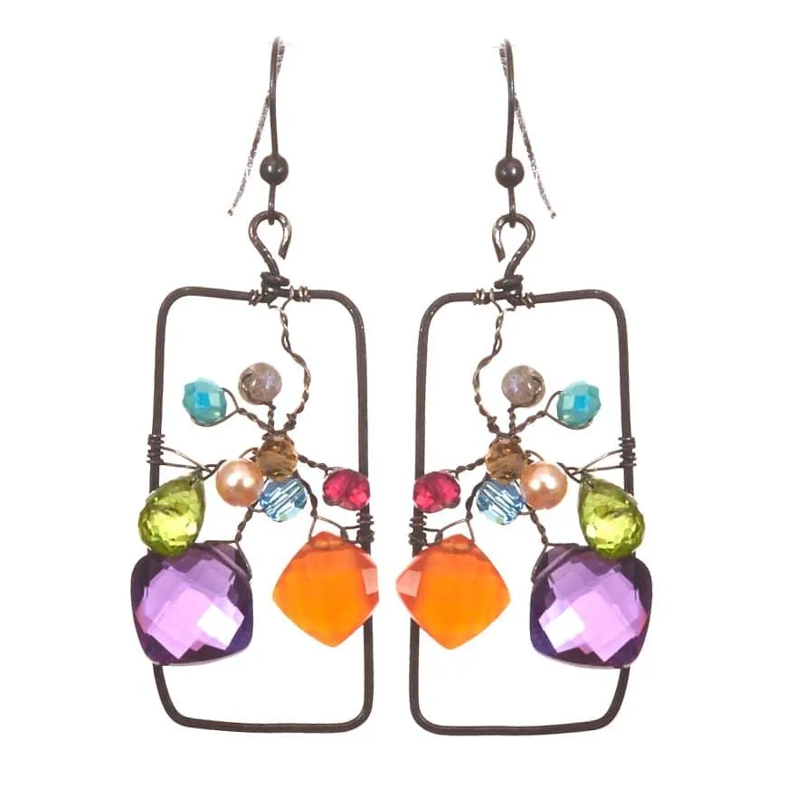 Blossoming Framed Art Statement Earrings