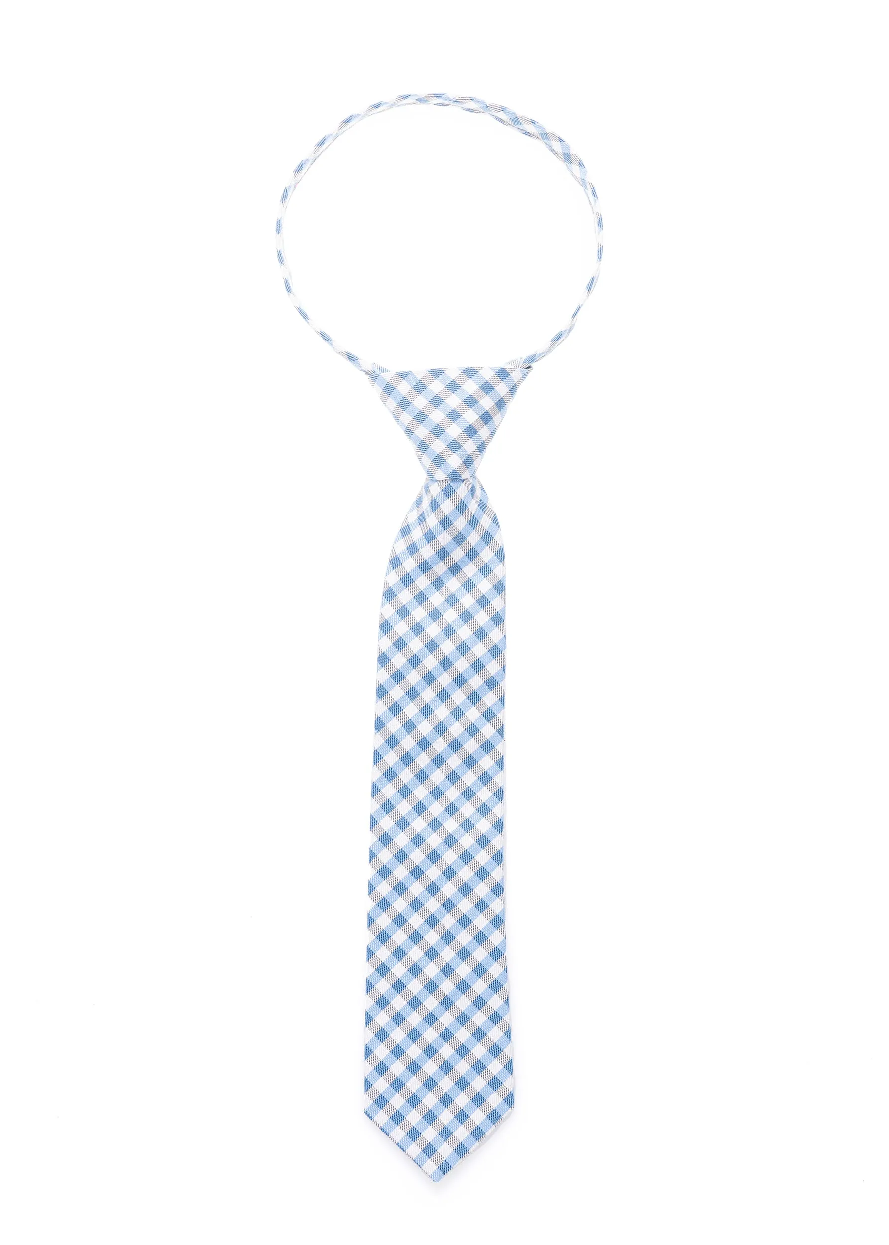 Blue Gingham Zipper Tie
