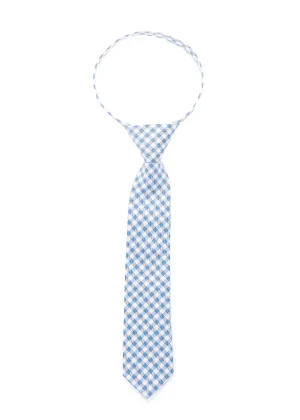 Blue Gingham Zipper Tie