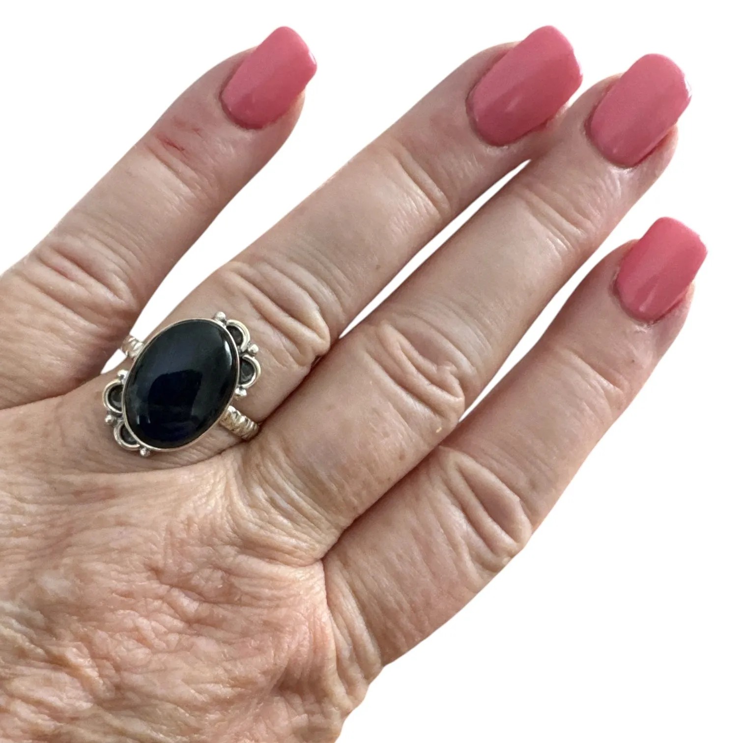 Blue Labradorite Solid 925 Sterling Silver Ring 8.5