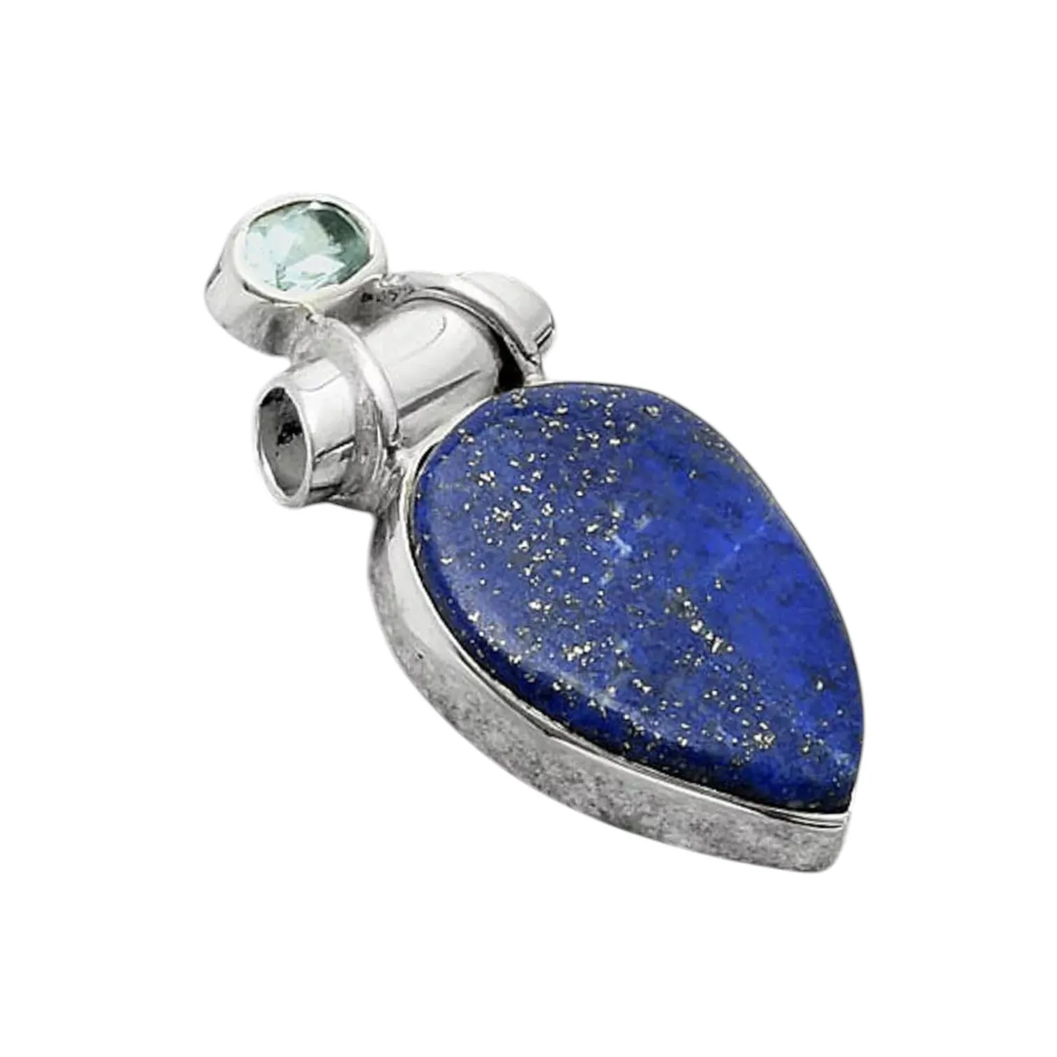 Blue Lapis & Blue Topaz Solid 925 Sterling Silver Pendant