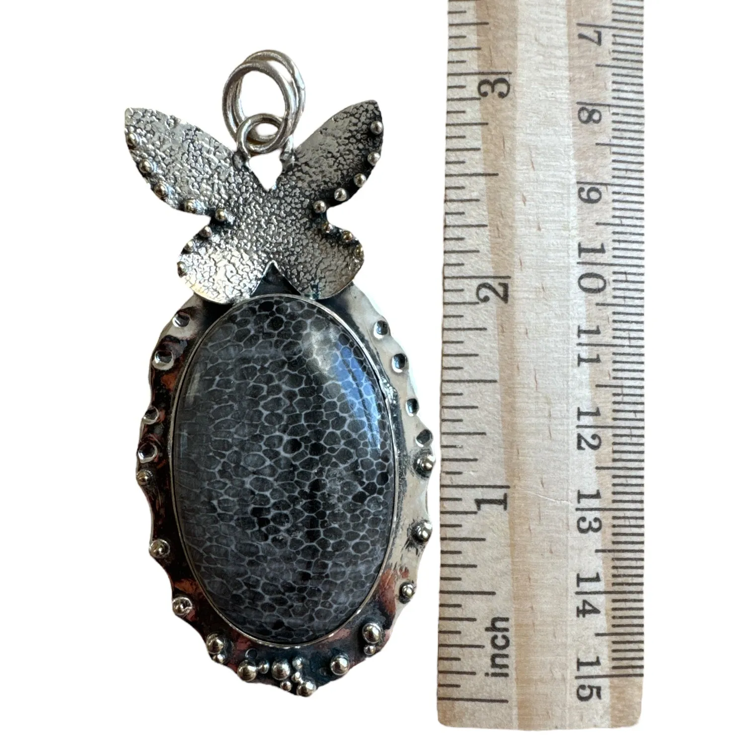 BUTTERFLY Stingray Coral Solid 925 Sterling Silver Pendant