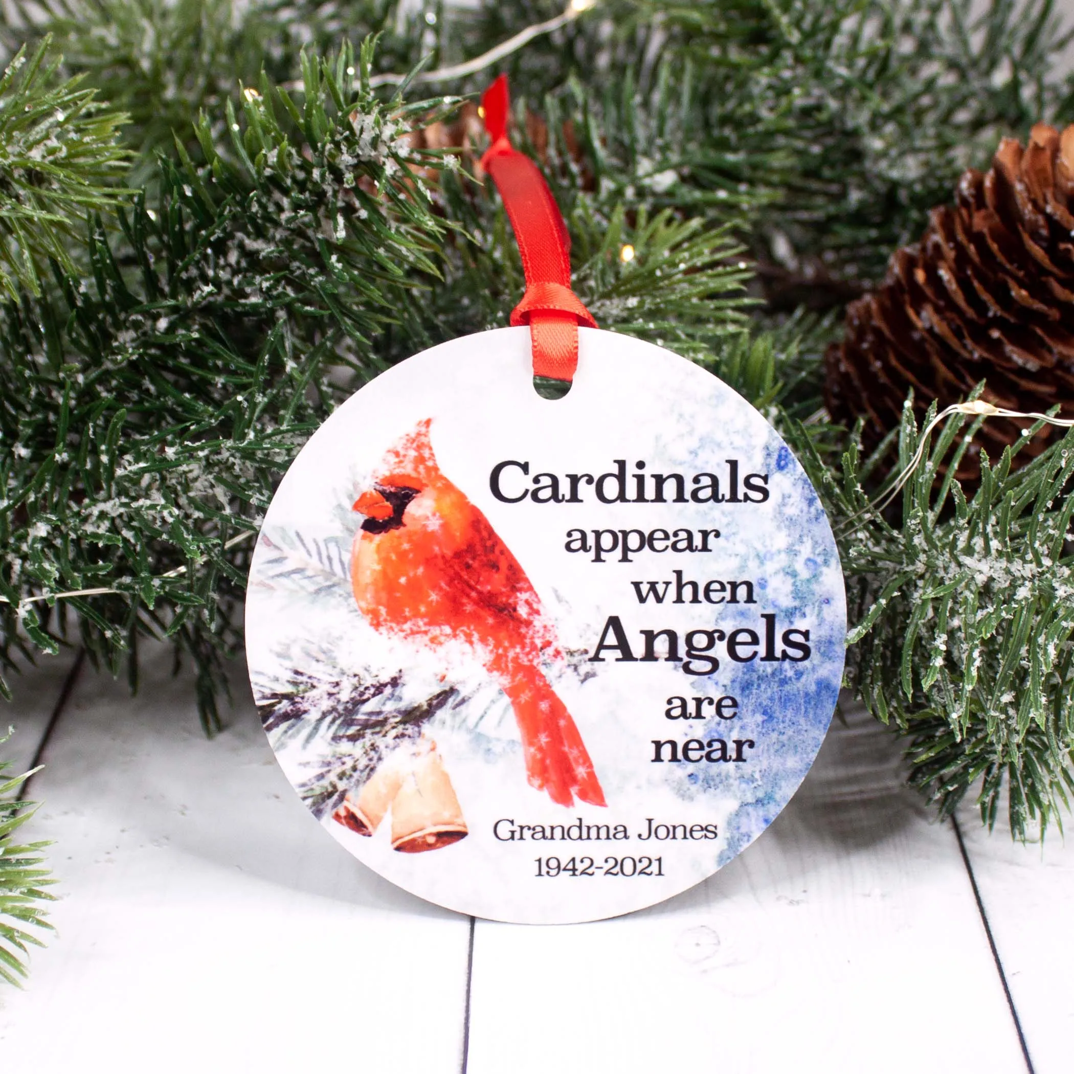 Cardinals Appear When Angels Are Near Aluminum Christmas Ornament
