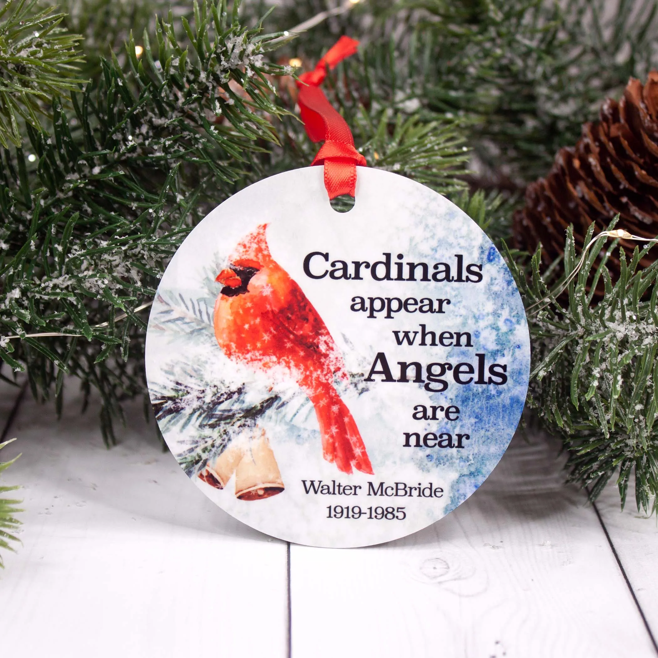 Cardinals Appear When Angels Are Near Aluminum Christmas Ornament