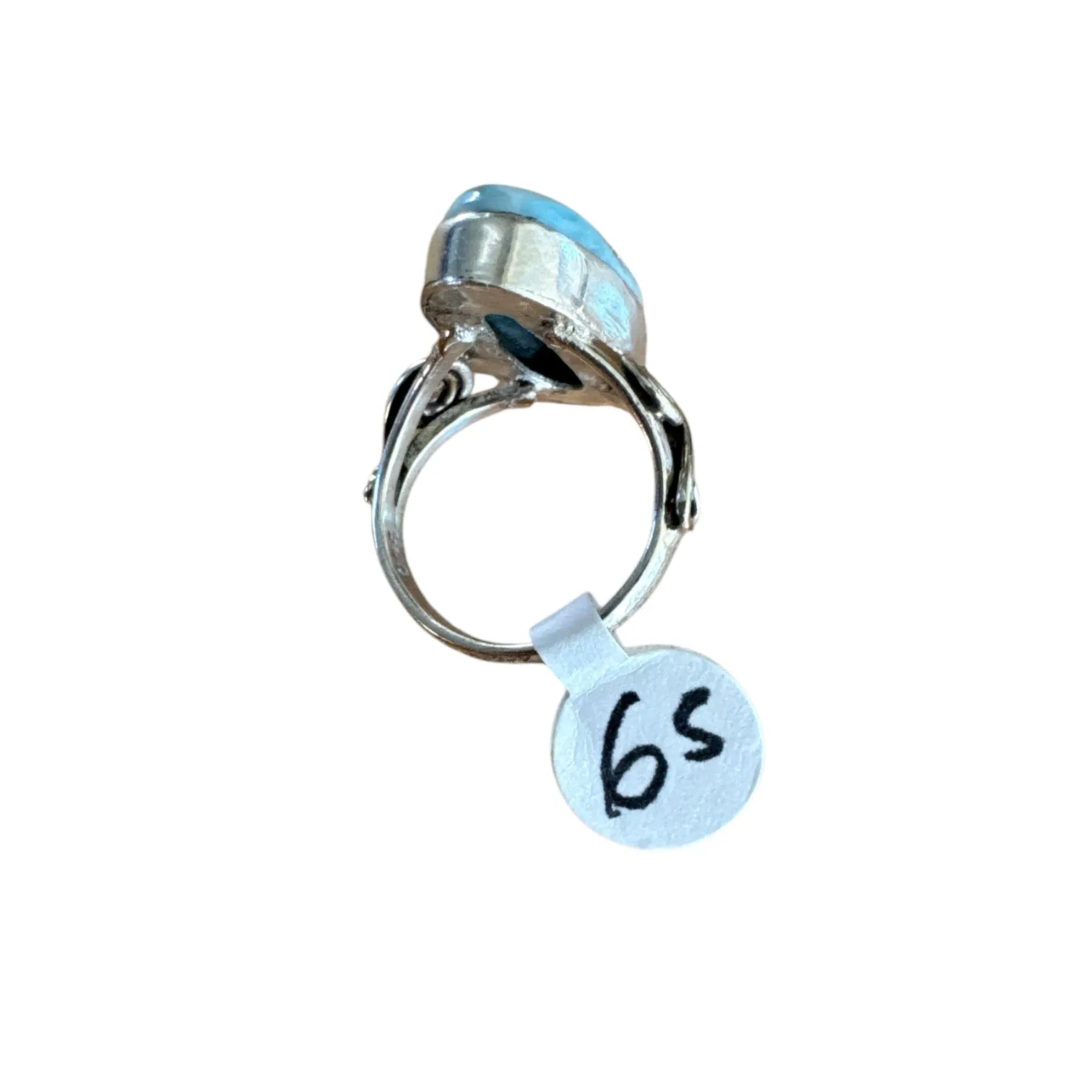 Caribbean Larimar Solid 925 Sterling Silver Ring 6.5