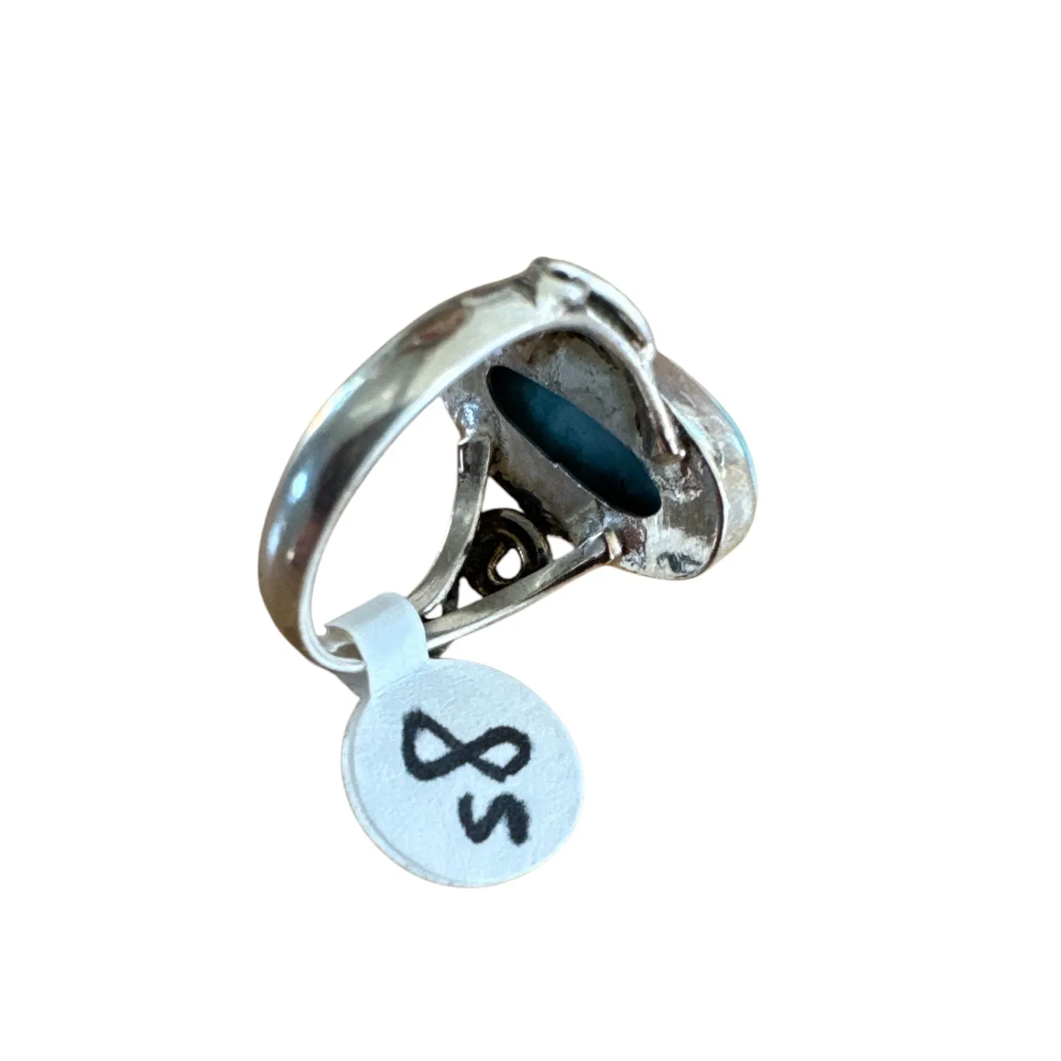 Caribbean Larimar Solid 925 Sterling Silver Ring 8.5