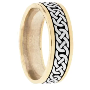 Celtic Double Knot Ring in Sterling Silver & Yellow Gold